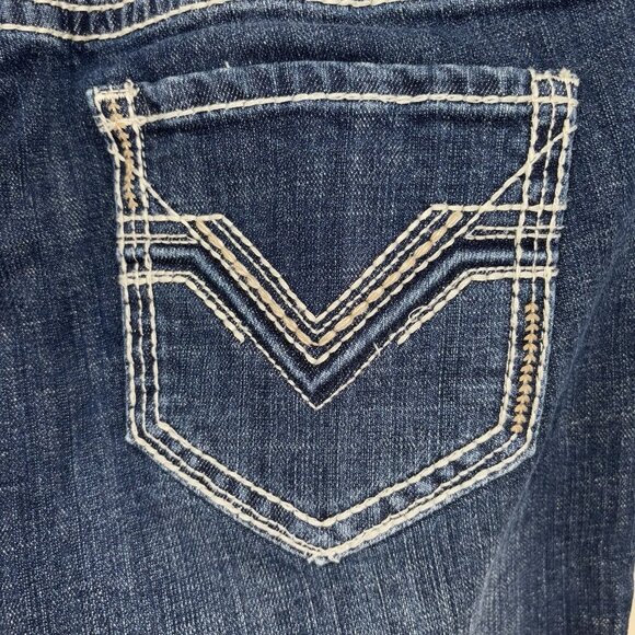Rock & Roll Cowgirl Riding Bootcut Jeans Womens 26 x 29.5" Mid Dark Wash - Picture 7 of 11